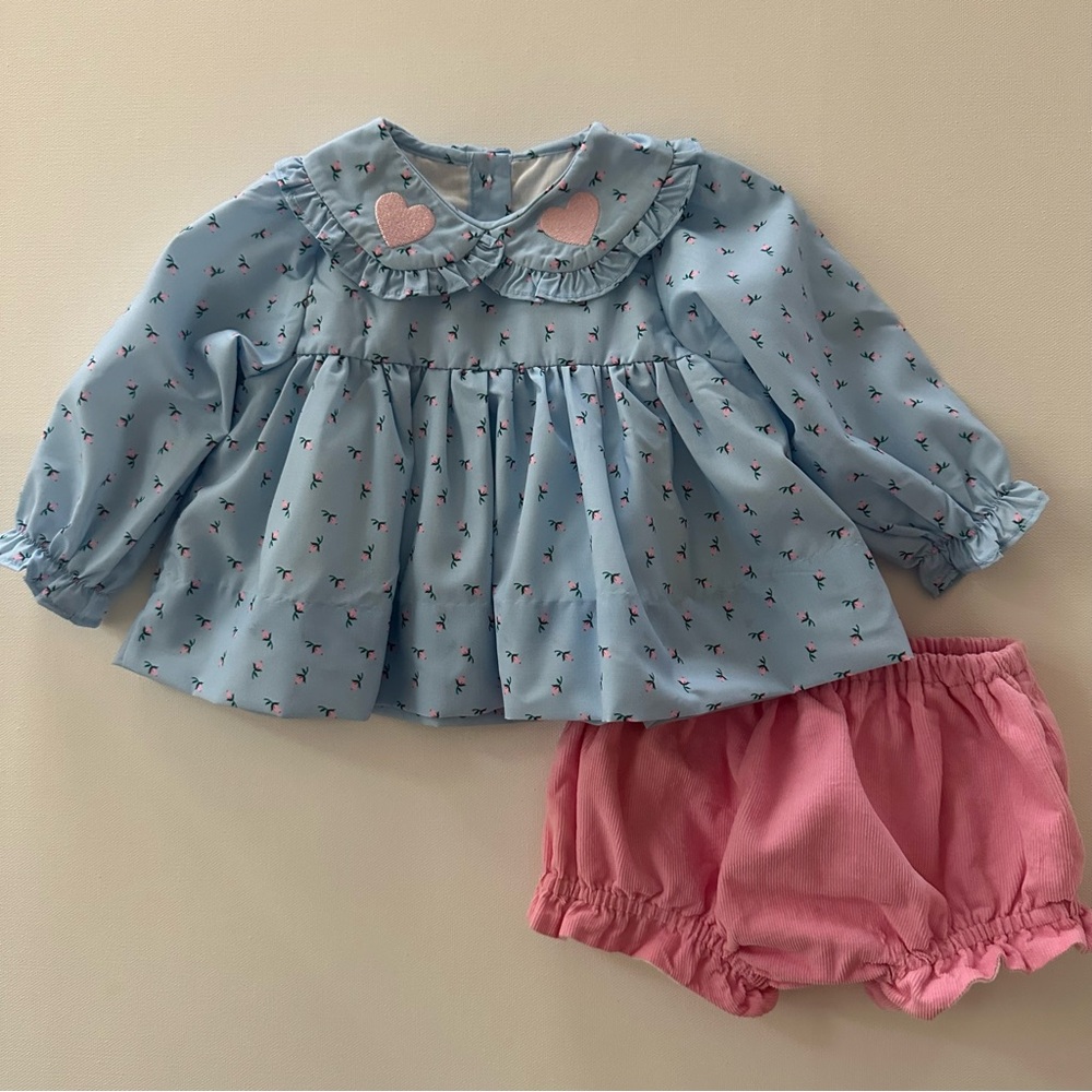 Cecil and Lou 6 Months Baby Girl Floral Top & Pink Short Set Outfit